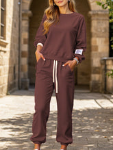 Casual wide-leg pocket trouser suit