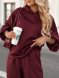 Solid color crew neck pullover trouser suit