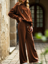 Loose-fitting two-piece leopard print hoodie set