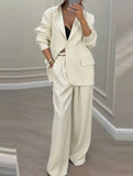 Casual wide-leg trouser suit