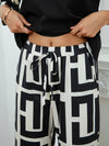 Geometric pattern top and wide-leg pants set