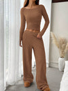 Casual Elastic Waist Wide-Leg Pants Set