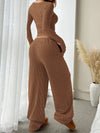 Casual Elastic Waist Wide-Leg Pants Set