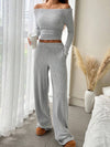 Casual Elastic Waist Wide-Leg Pants Set