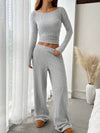 Casual Elastic Waist Wide-Leg Pants Set