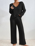 V-neck loose-fitting casual long-sleeved suit