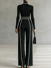 Slimming long-sleeved knit wide-leg pants set