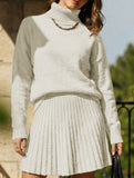 Casual turtleneck knitted long-sleeved short skirt set