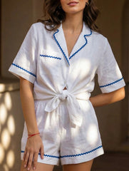 Summer patchwork comfortable pajamas for women