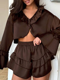 Spring Elastic Ruffled Women's Home Wear