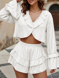 Spring Elastic Ruffled Women's Home Wear