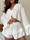 Spring Elastic Ruffled Women's Home Wear
