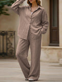Casual, loose-fitting, and relaxed style shirt set