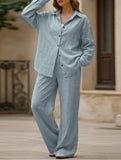Casual, loose-fitting, and relaxed style shirt set
