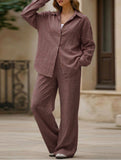Casual, loose-fitting, and relaxed style shirt set