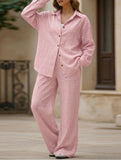Casual, loose-fitting, and relaxed style shirt set