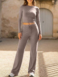 Sporty long-sleeved inner layer pants suit for women_CWSS01416