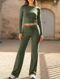 Sporty long-sleeved inner layer pants suit for women_CWSS01416