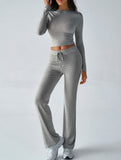 Sporty long-sleeved inner layer pants suit for women_CWSS01416