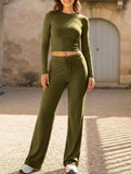 Sporty long-sleeved inner layer pants suit for women_CWSS01416