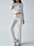 Sporty long-sleeved inner layer pants suit for women_CWSS01416