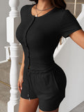 Women's short-sleeved shirt, T-shirt and shorts set