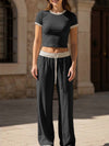 Women's Sports T-shirt and Casual Pants Set