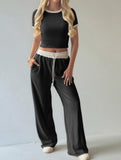 Women's Sports T-shirt and Casual Pants Set