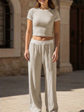 Women's Sports T-shirt and Casual Pants Set