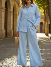 Women's Long-Sleeved Collared Elastic Pants Suit_CWSS01426