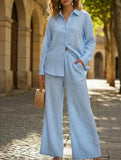 Women's Long-Sleeved Collared Elastic Pants Suit_CWSS01426