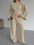 Waist-Fitted Top and Wide Leg Pants Set_CWSS01434