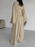 Waist-Fitted Top and Wide Leg Pants Set_CWSS01434