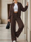 Women's drawstring sweatshirt and straight leg pants