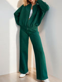 Women's drawstring sweatshirt and straight leg pants
