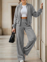 Women's drawstring sweatshirt and straight leg pants