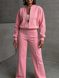Women's drawstring sweatshirt and straight leg pants