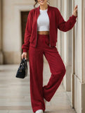 Women's drawstring sweatshirt and straight leg pants