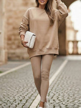 Women's Crew Neck Irregular Sweatshirt Set_CWSS01444