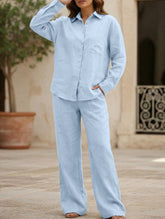 Casual shirt and loose wide-leg pants suit_CWSS01447