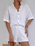 Lapel Beach Vacation Casual Lace-up Suit for Women
