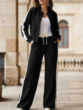 Zippered casual color-block suit for women_CWSS01455