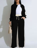Zippered casual color-block suit for women_CWSS01455