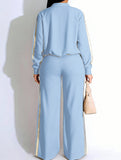 Zippered casual color-block suit for women_CWSS01455