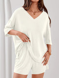 V-neck short-sleeved casual beach suit for women