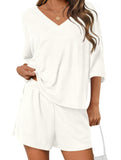 V-neck short-sleeved casual beach suit for women