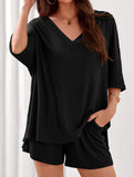 V-neck short-sleeved casual beach suit for women