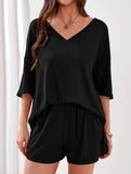 V-neck short-sleeved casual beach suit for women