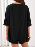 V-neck short-sleeved casual beach suit for women