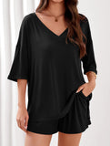 V-neck short-sleeved casual beach suit for women